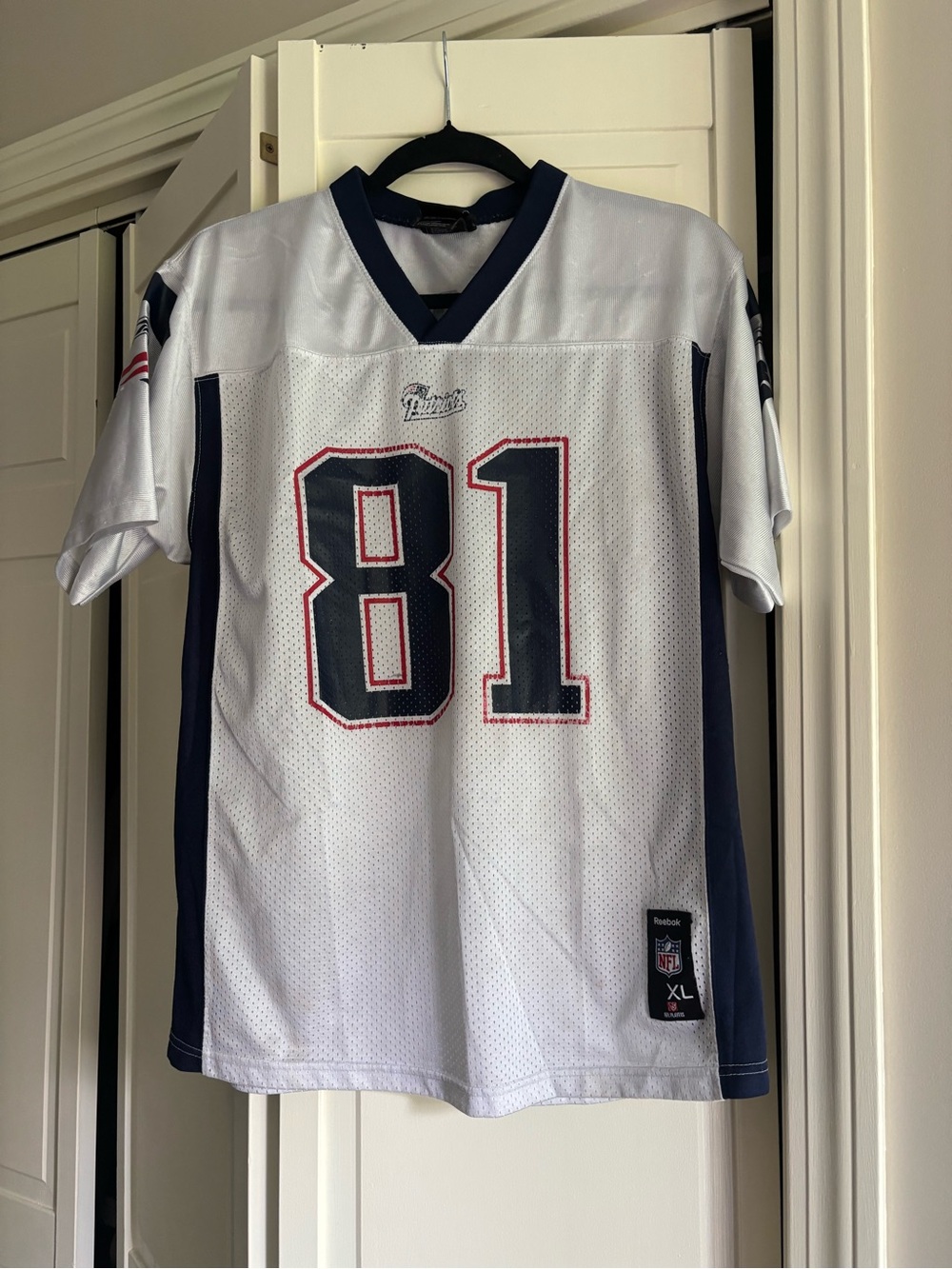 Reebok Kid’s White and Navy #81 Football Jersey